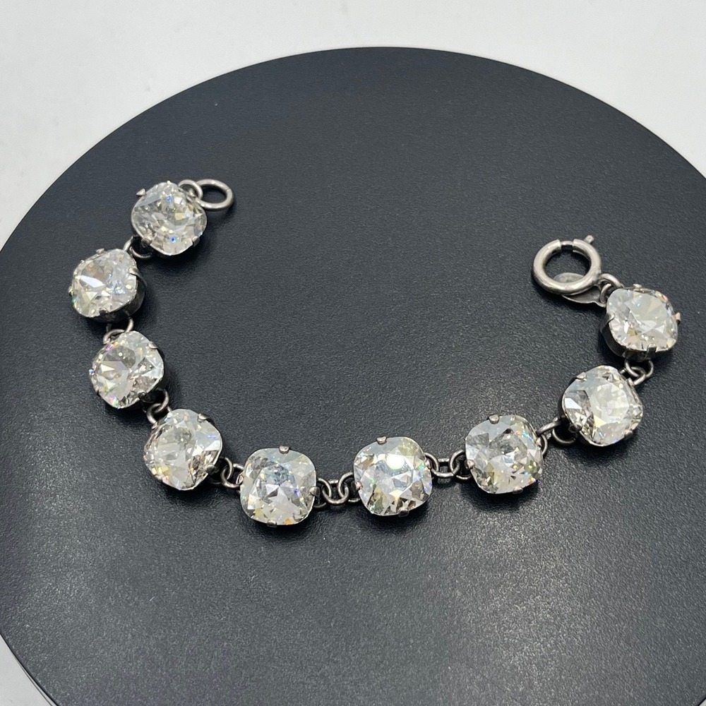 Catherine Popesco La Vie Parisienne France Cushion Crystal Silver Tone Bracelet